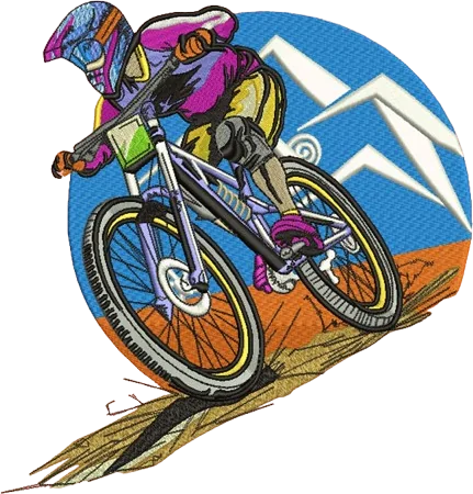 Mountain biker embroidery design